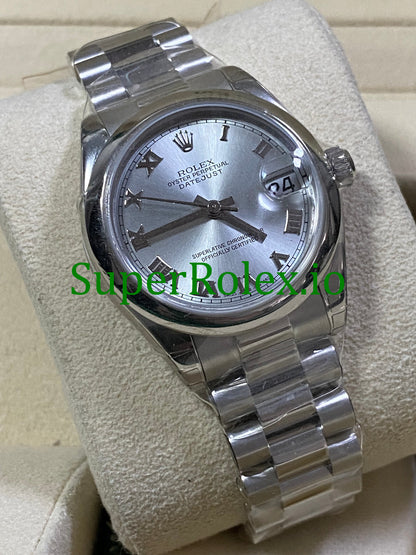 Rolex Platinum Dial Datejust 31 Silver Roman Roman Ref.178246