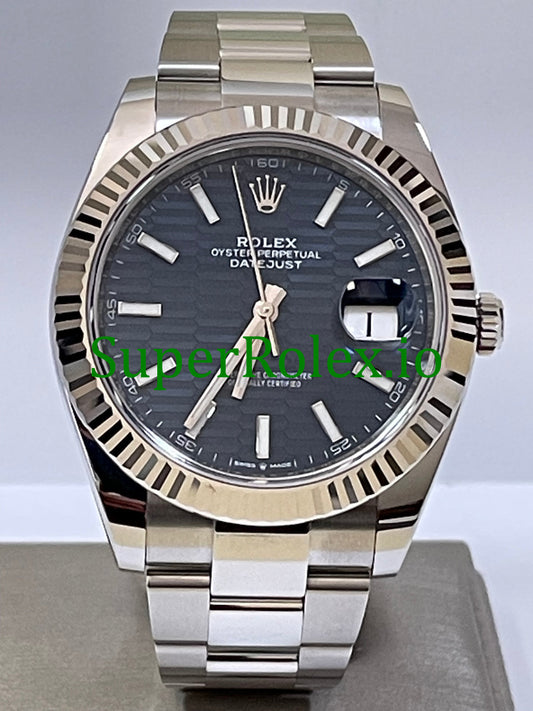 Rolex Datejust 41 Steel Bright Blue Fluted-Motif Dial Ref.126334