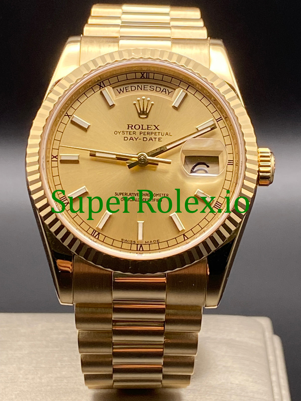Rolex Day-Date 36MM Yellow Gold Champagne Index Dial Ref.118238