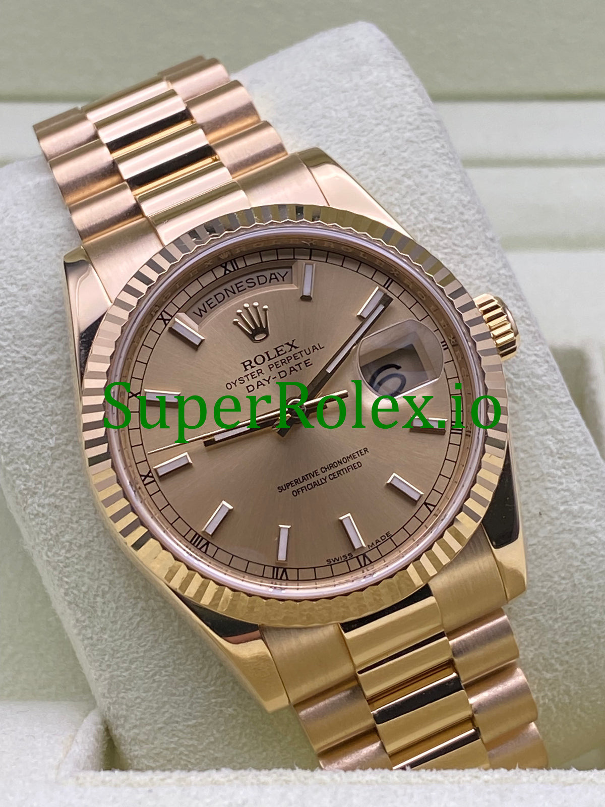 Rolex Day-Date 36MM Yellow Gold Champagne Index Dial Ref.118238