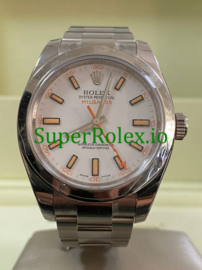 Rolex Milgauss Ref.116400 - M serial - White Dial u0026 Orange Accents
