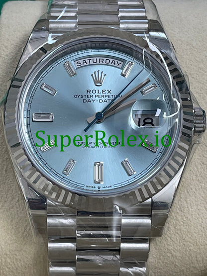Rolex Platinum Day-Date 40MM Ref.228236 - Ice Blue Baguette Diamond Dial