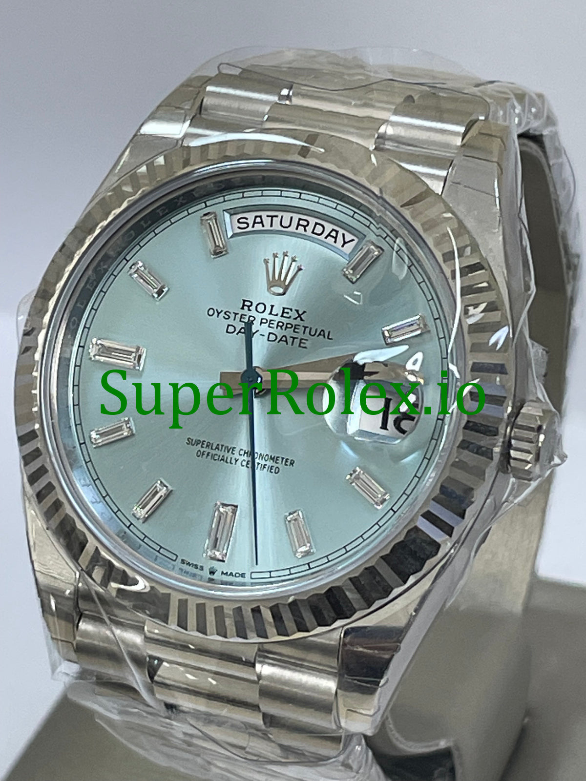 Rolex Platinum Day-Date 40MM Ref.228236 - Ice Blue Baguette Diamond Dial