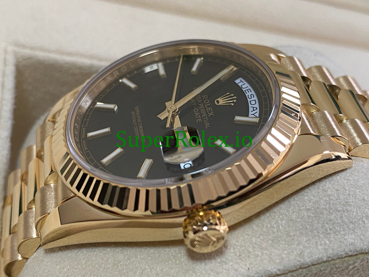 Rolex Day-Date 40MM Yellow Gold Ref.228238 Black Motif Dial