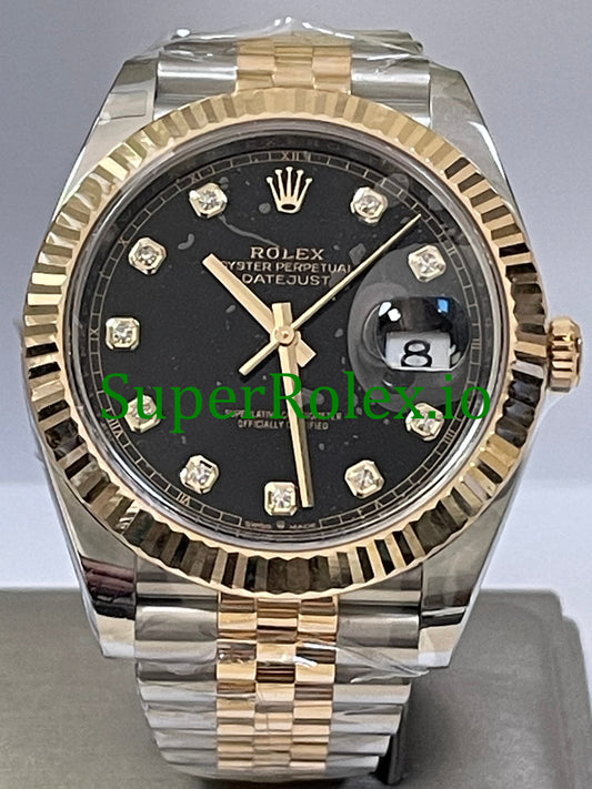 Rolex Steel and Yellow Gold Black Diamond Dial Datejust 41 Ref.126333