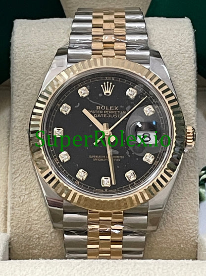 Rolex Steel and Yellow Gold Black Diamond Dial Datejust 41 Ref.126333