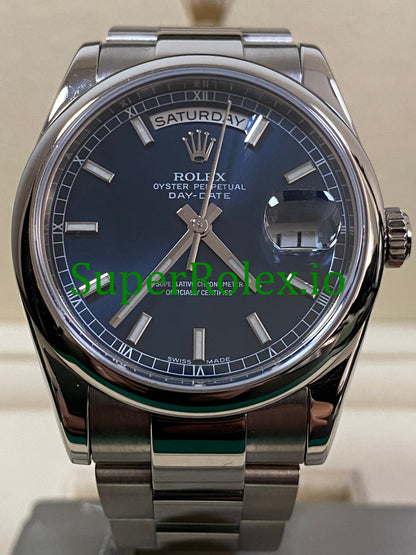 Rolex Day-Date 36MM White Gold Blue Index Dial Ref.118209