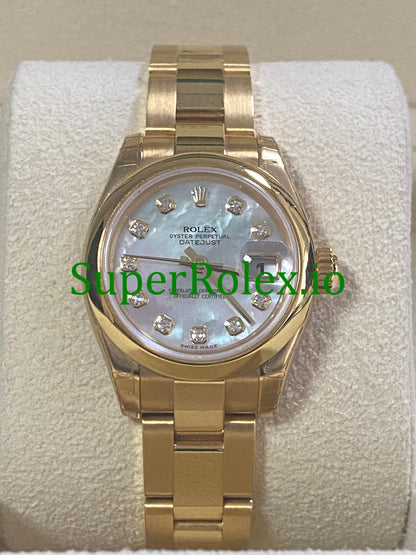 Rolex Lady-Datejust 26 Yellow Gold Mother of Pearl Diamond Dial Ref.179168