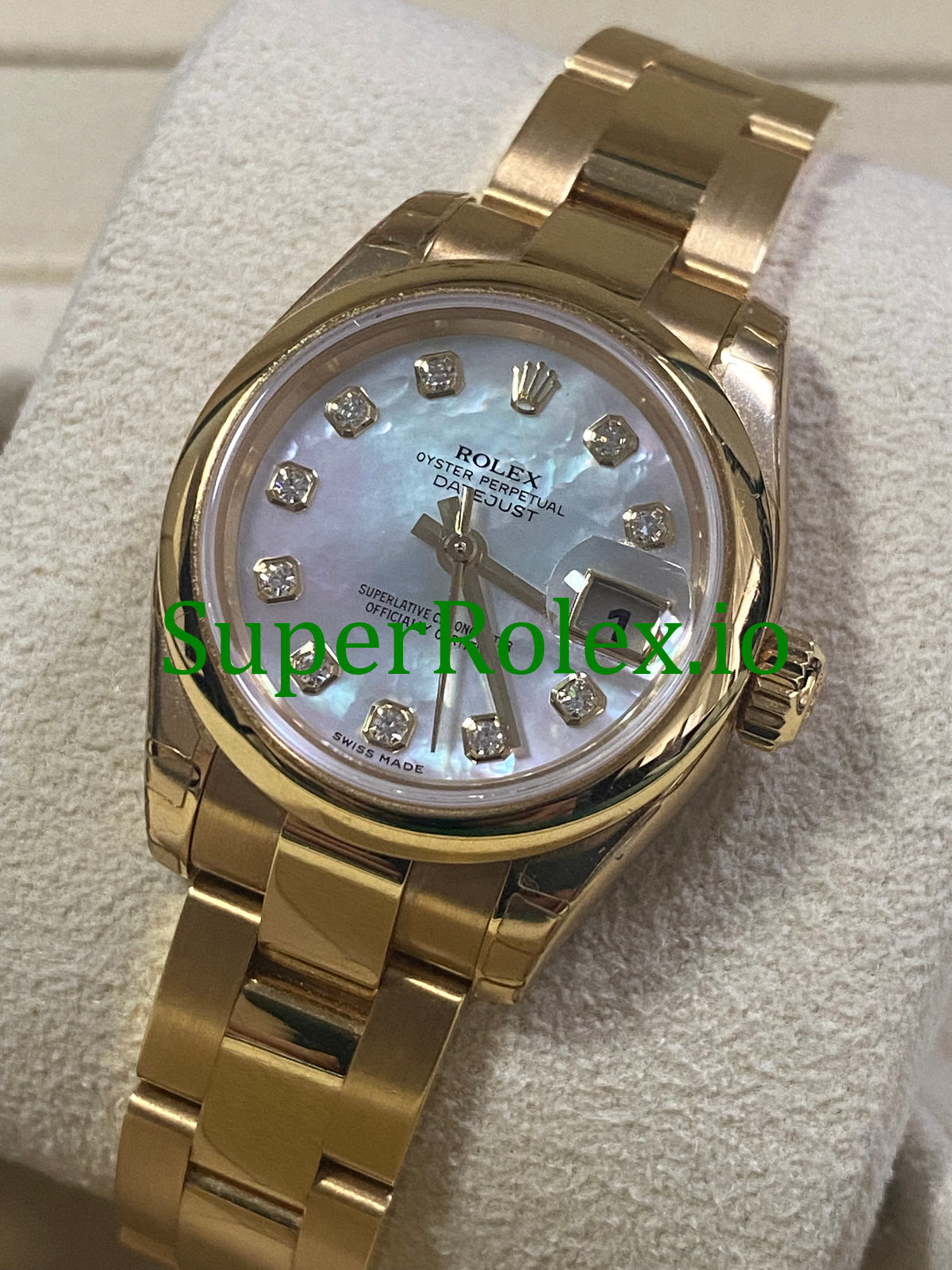 Rolex Lady-Datejust 26 Yellow Gold Mother of Pearl Diamond Dial Ref.179168