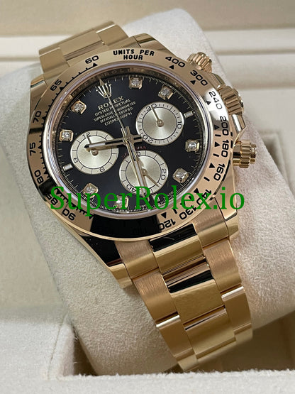Rolex Cosmograph Daytona 40 Yellow Gold Black Diamond Dial Ref.126508