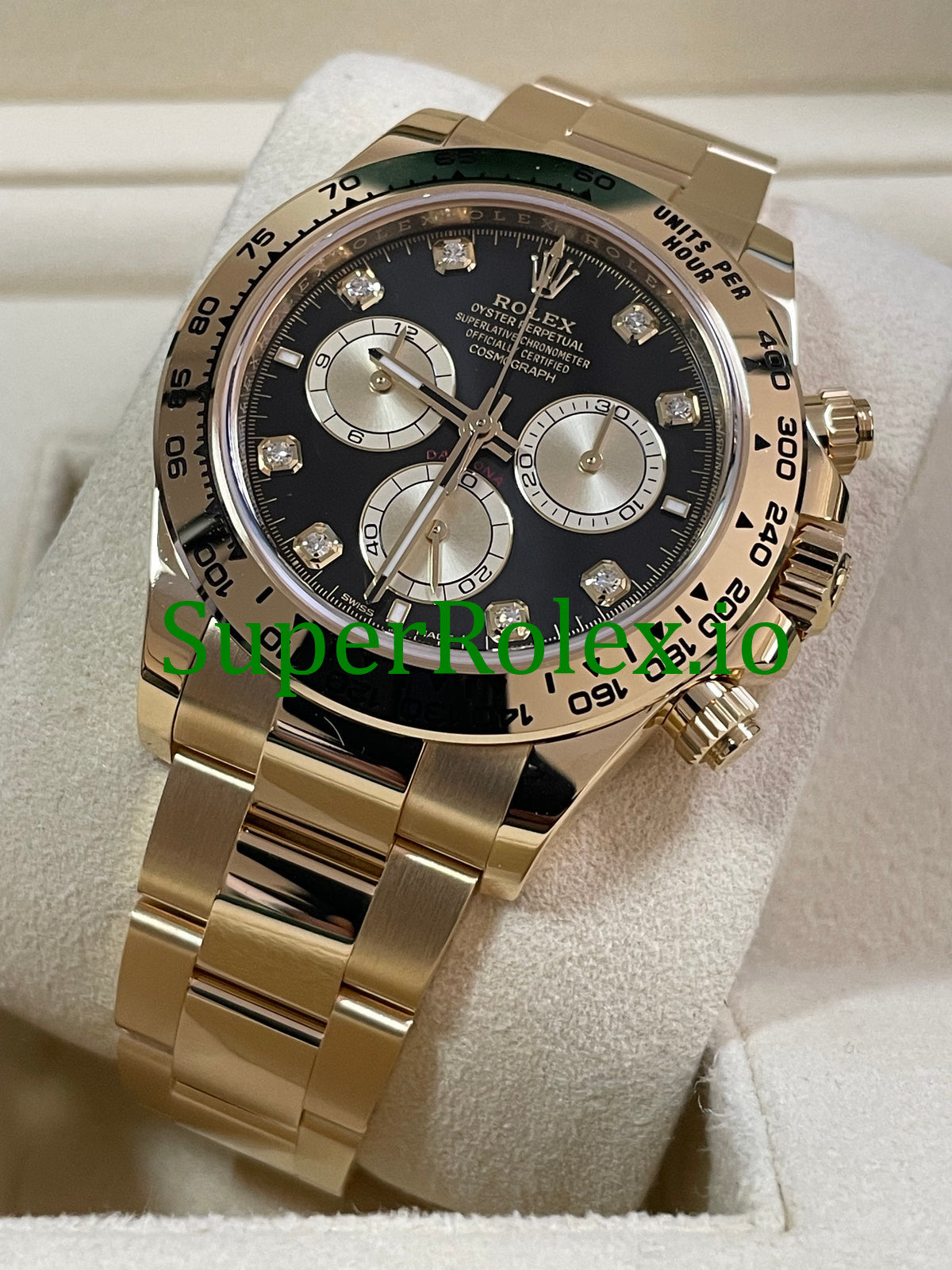 Rolex Cosmograph Daytona 40 Yellow Gold Black Diamond Dial Ref.126508