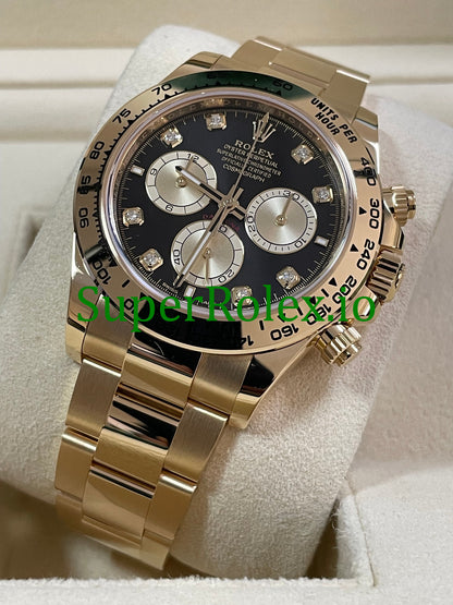 Rolex Cosmograph Daytona 40 Yellow Gold Black Diamond Dial Ref.126508