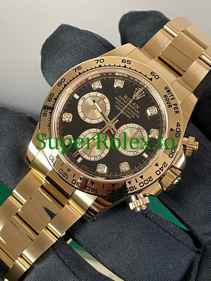 Rolex Cosmograph Daytona 40 Yellow Gold Black Diamond Dial Ref.126508