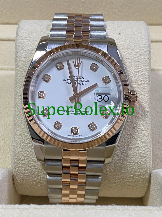 Rolex Datejust 36 Everose Gold White Diamond Dial Ref.116231
