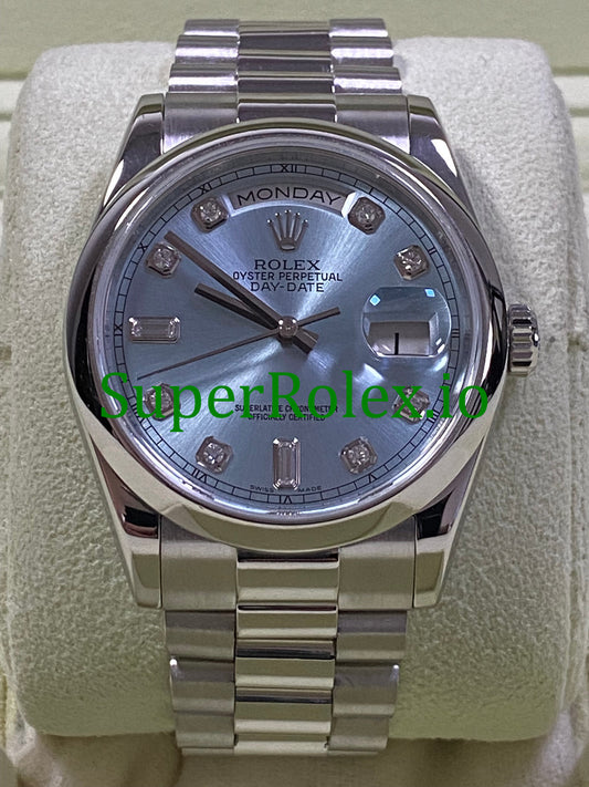 Rolex Platinum Day-Date 36MM Ice Blue Diamond Dial Ref.118206