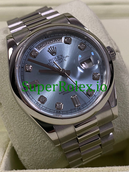 Rolex Platinum Day-Date 36MM Ice Blue Diamond Dial Ref.118206