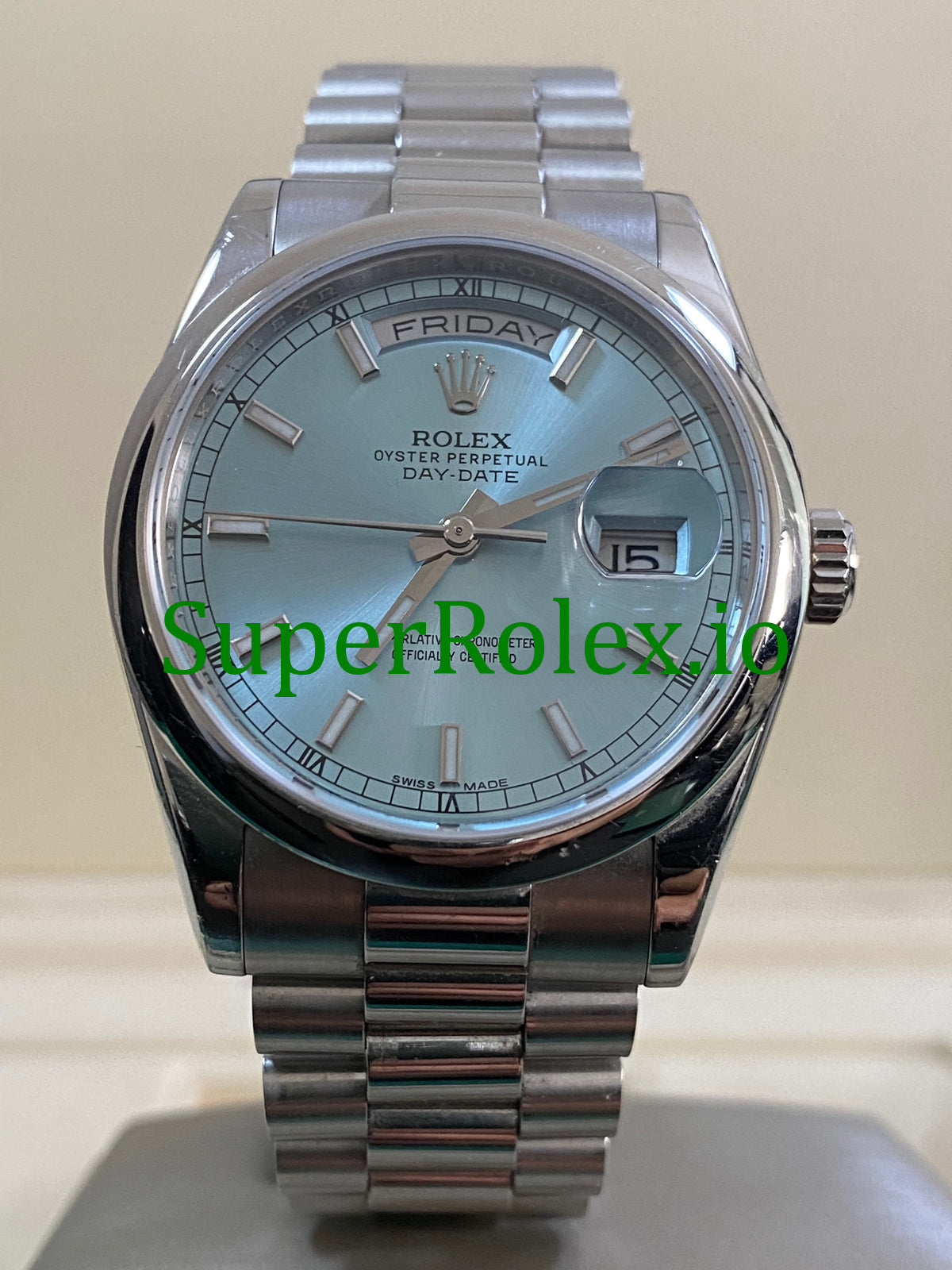 Rolex Platinum Day-Date 36 Ice Blue Dial Ref.118206