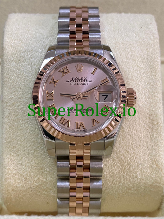 Rolex Lady-Datejust 26 Everose Gold and Steel Pink Roman Dial Ref.179171
